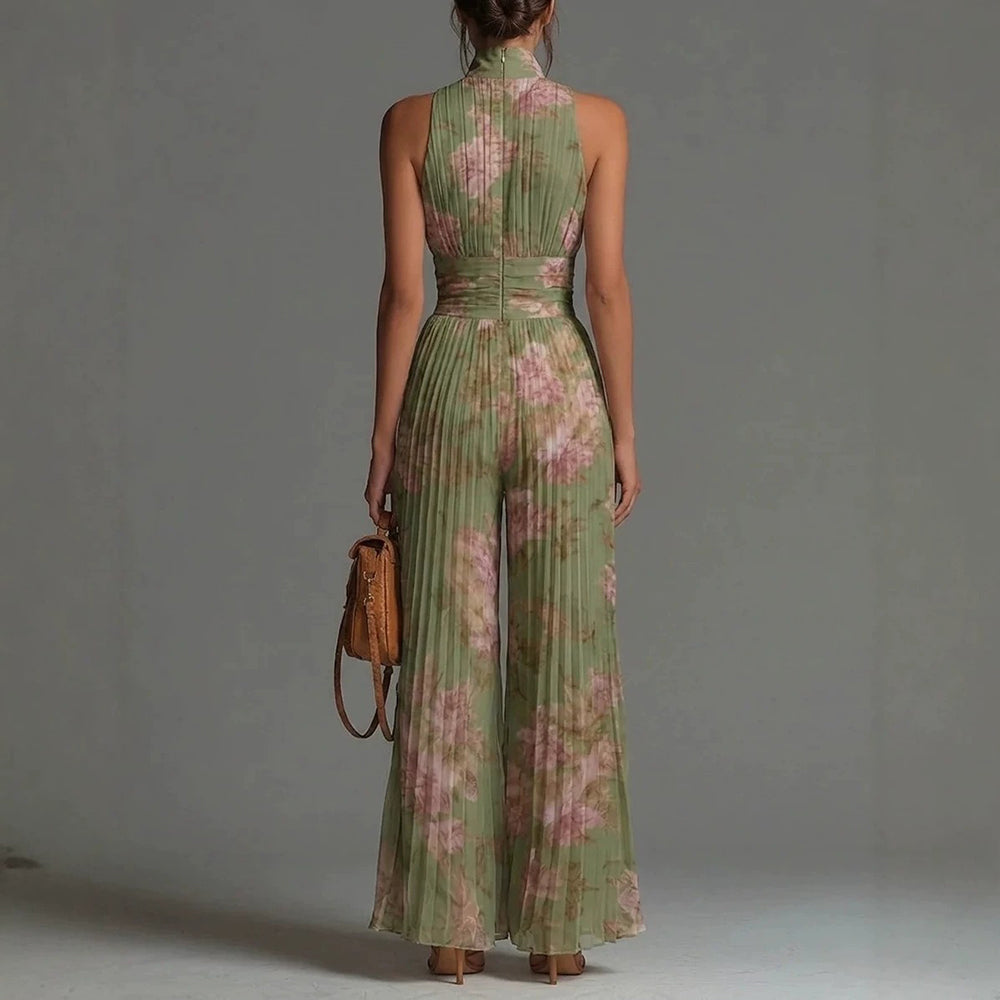 Kronberg & Söhne | Plissierter floraler Chiffon-Jumpsuit