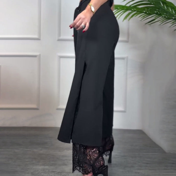Kronberg & Söhne | Stilvolle Weitbein-Hose mit Transparentem Spitzeneinsatz