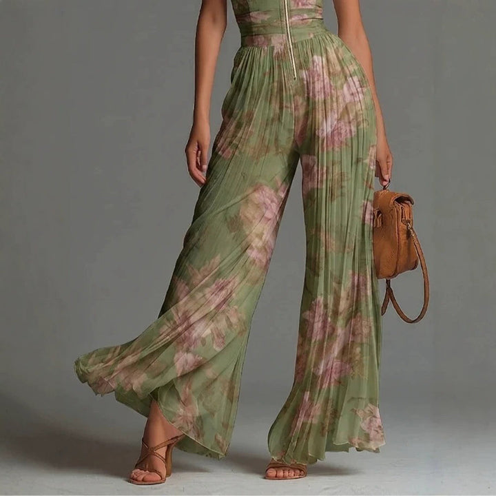 Kronberg & Söhne | Plissierter floraler Chiffon-Jumpsuit