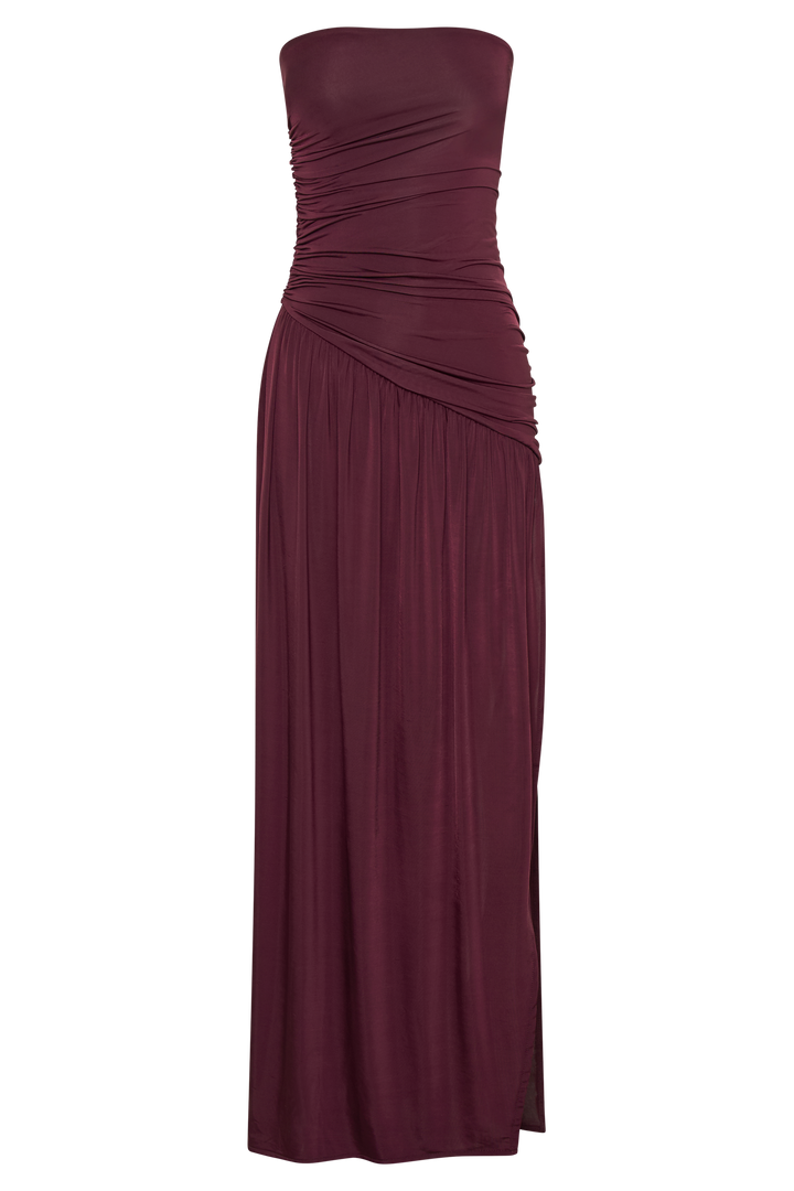 Kronberg & Söhne | Gerafftes Abendkleid in Bordeaux