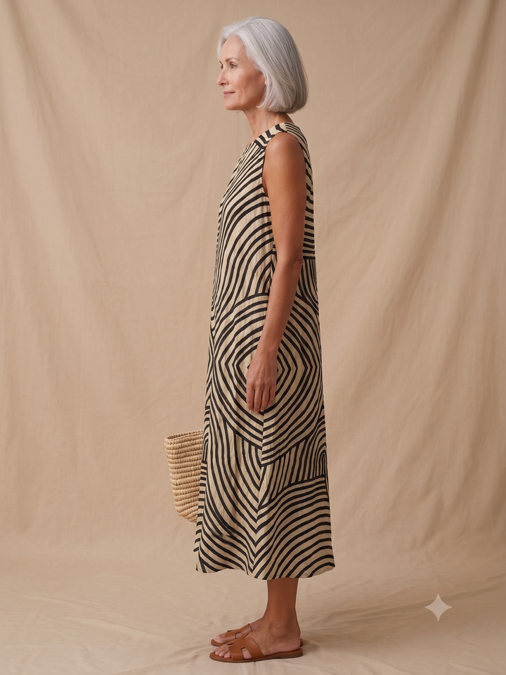 Kronberg & Söhne | Ärmelloses bedrucktes Strand-Midi-Kleid, locker