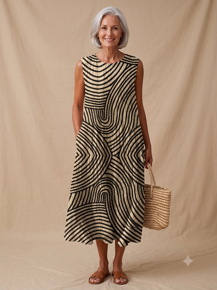 Kronberg & Söhne | Ärmelloses bedrucktes Strand-Midi-Kleid, locker