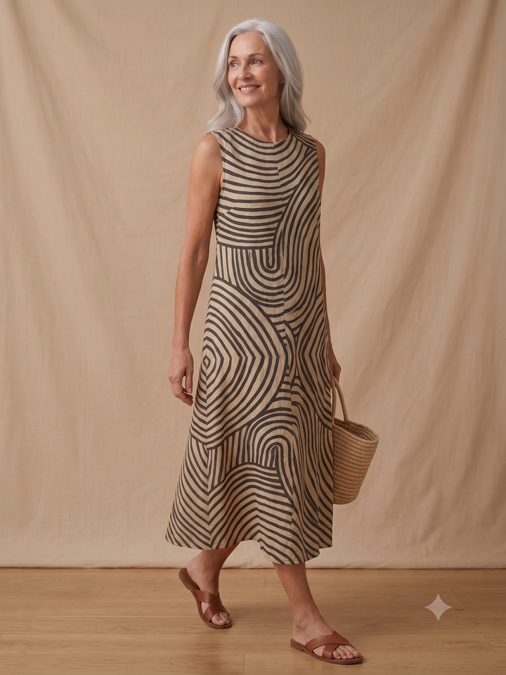 Kronberg & Söhne | Ärmelloses bedrucktes Strand-Midi-Kleid, locker