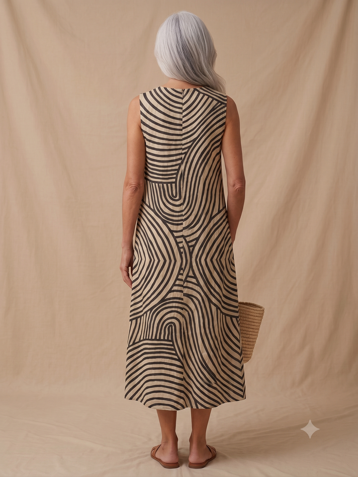 Kronberg & Söhne | Ärmelloses bedrucktes Strand-Midi-Kleid, locker