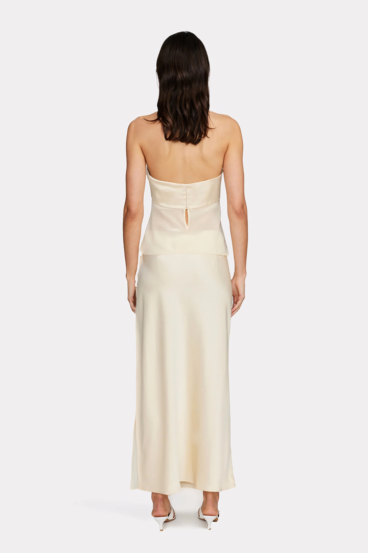 Kronberg & Söhne | Trägerloses Kleid mit transparenter Drapierung