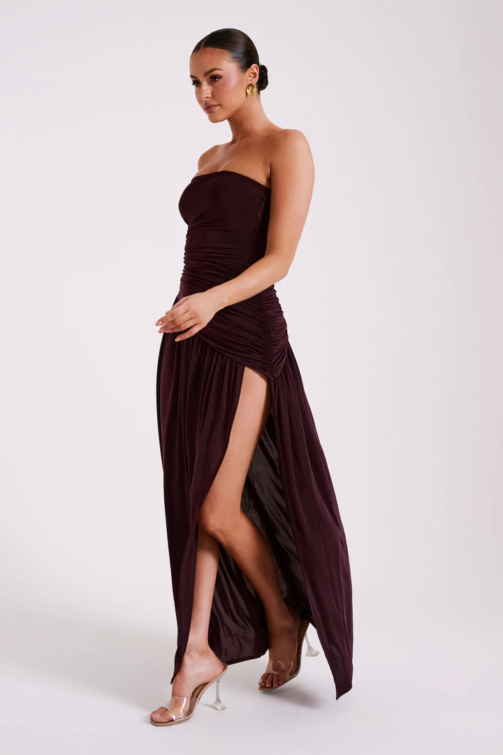 Kronberg & Söhne | Gerafftes Abendkleid in Bordeaux
