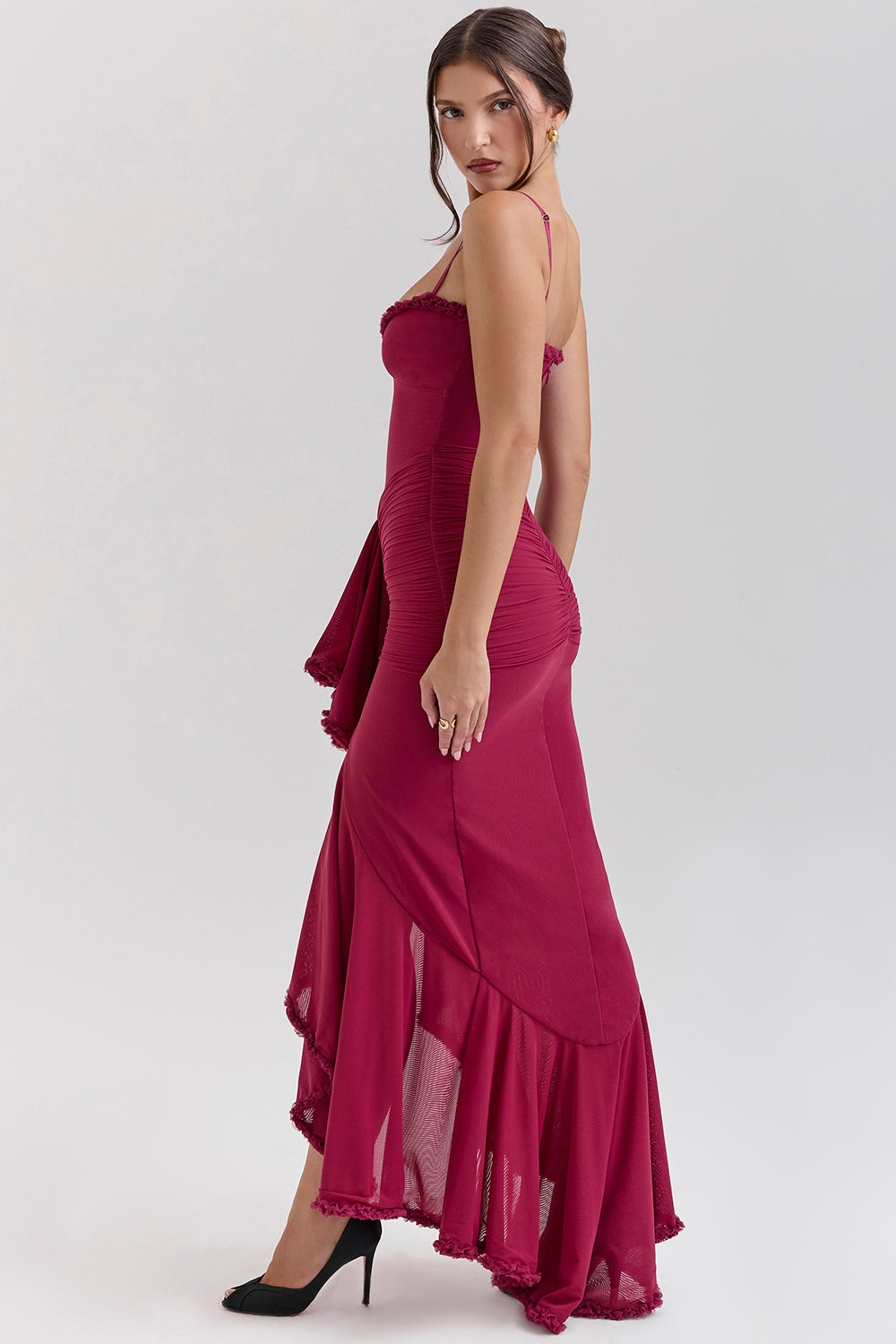 Marisse – Maxikleid aus Rüschen-Netzstoff