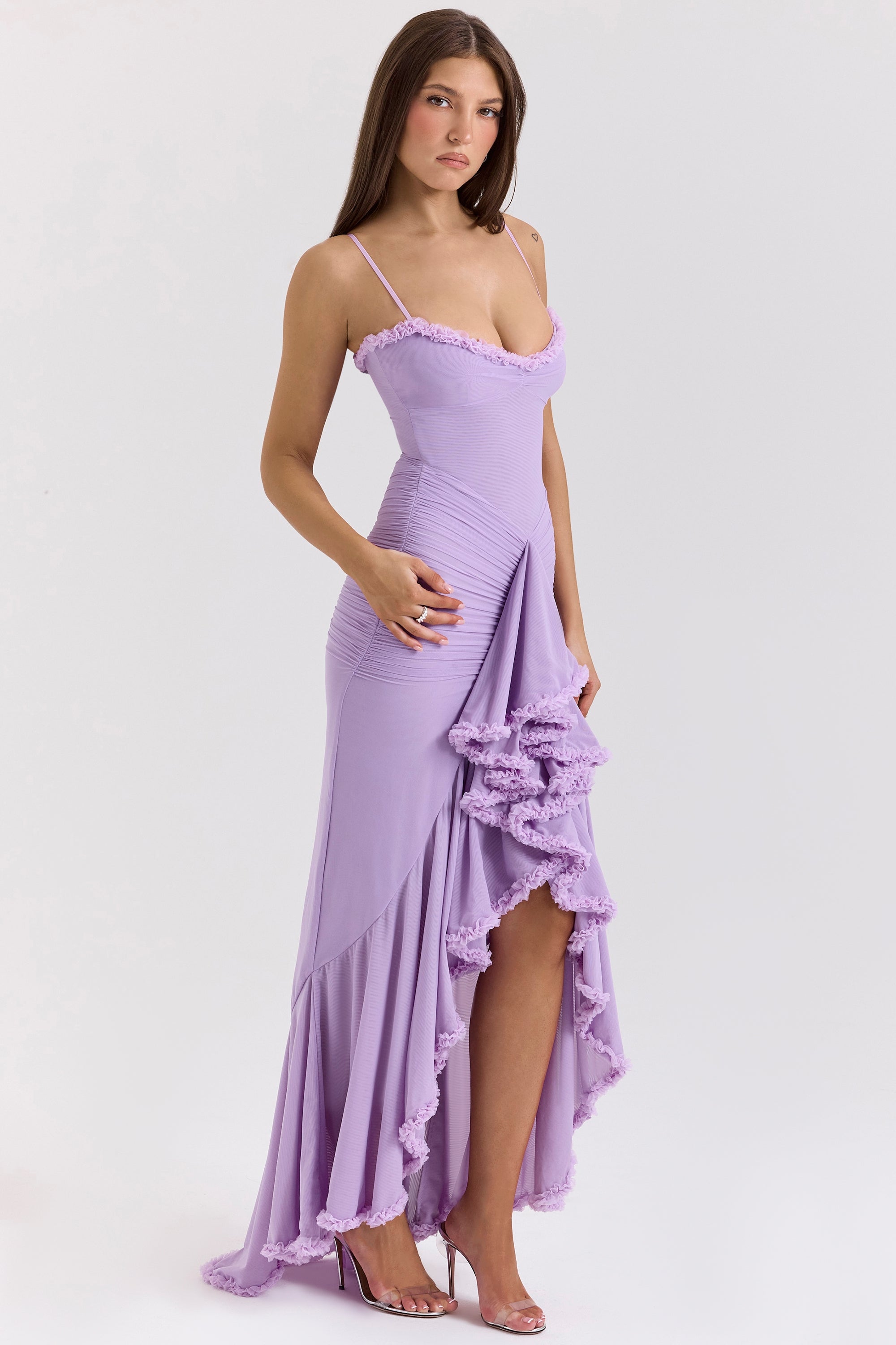 Marisse – Maxikleid aus Rüschen-Netzstoff