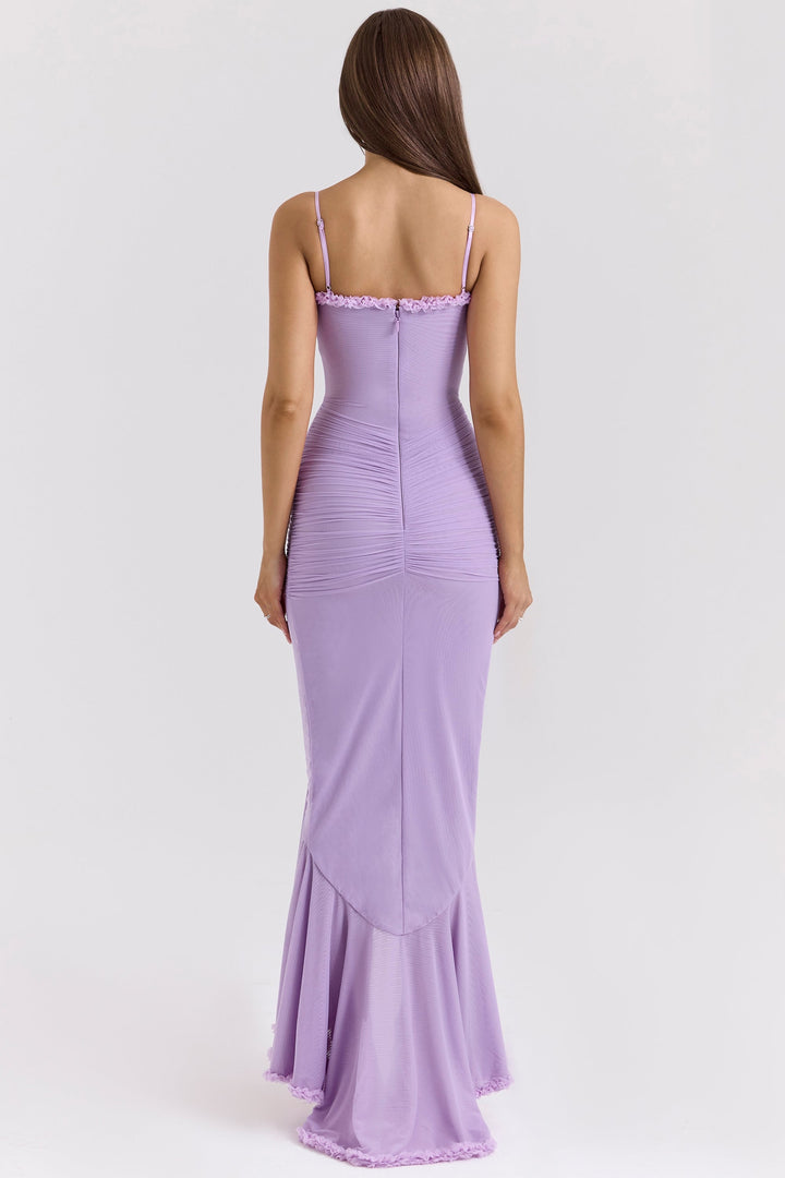 Kronberg & Söhne | Maxikleid aus Rüschen-Netzstoff