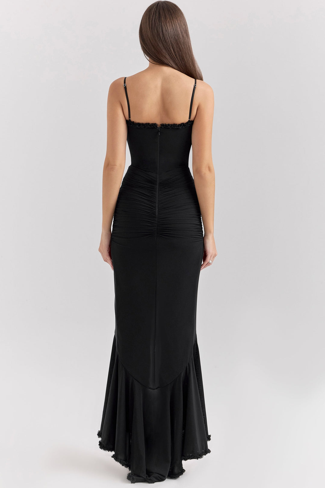 Kronberg & Söhne | Maxikleid aus Rüschen-Netzstoff