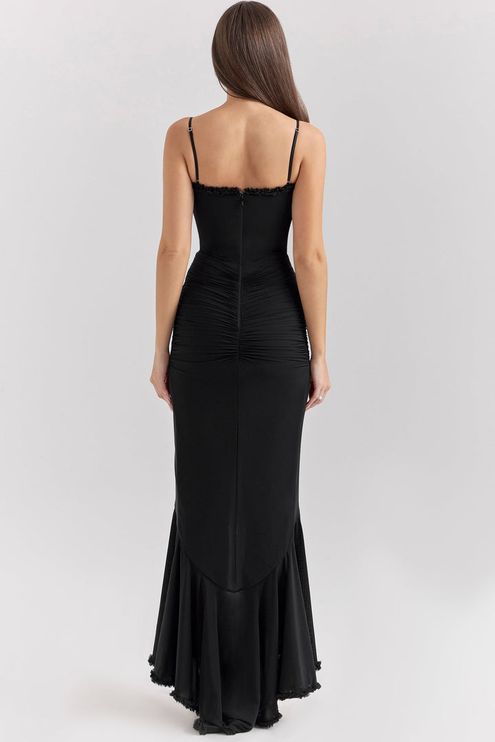 Kronberg & Söhne | Maxikleid aus Rüschen-Netzstoff