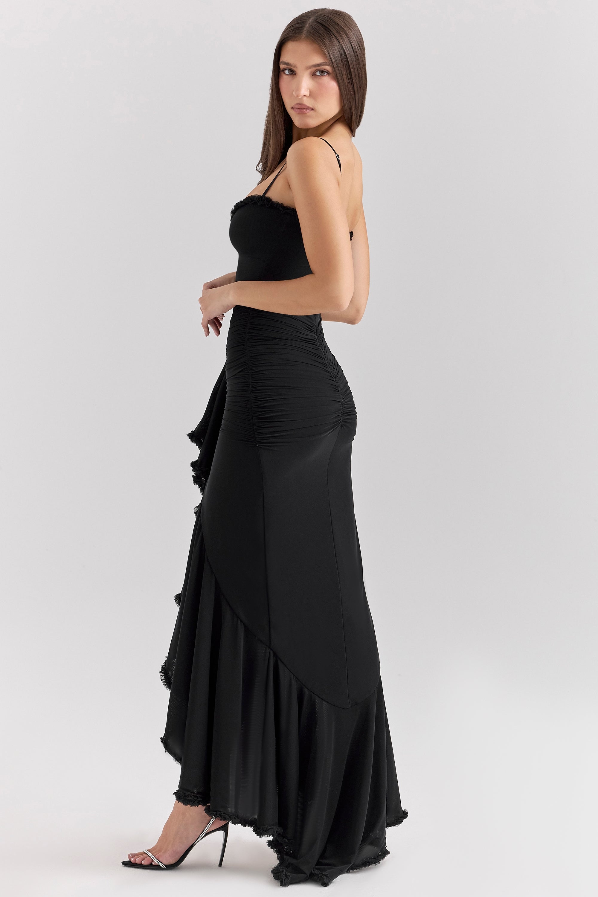 Marisse – Maxikleid aus Rüschen-Netzstoff