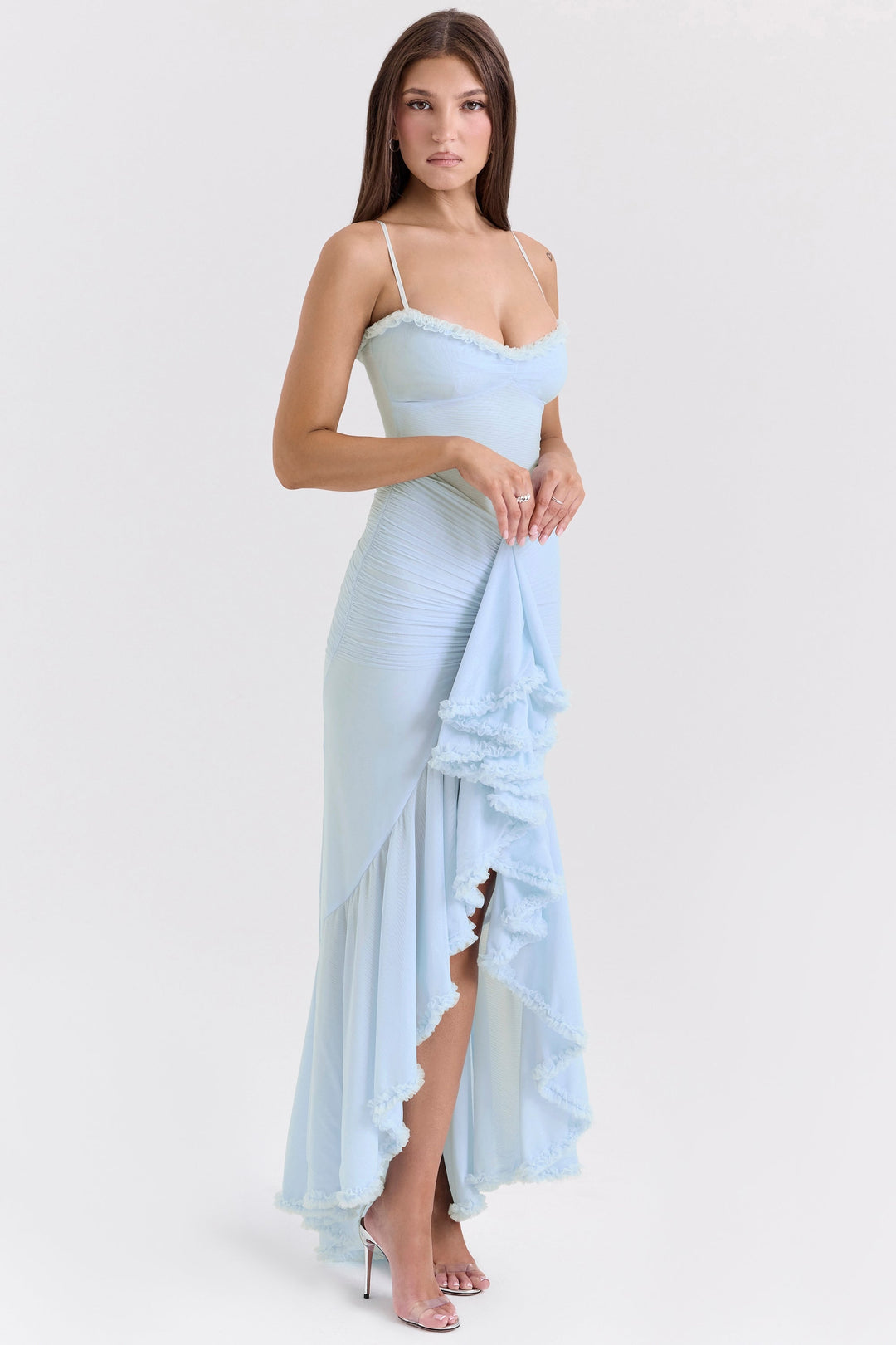 Kronberg & Söhne | Maxikleid aus Rüschen-Netzstoff