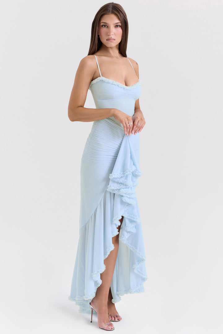 Kronberg & Söhne | Maxikleid aus Rüschen-Netzstoff