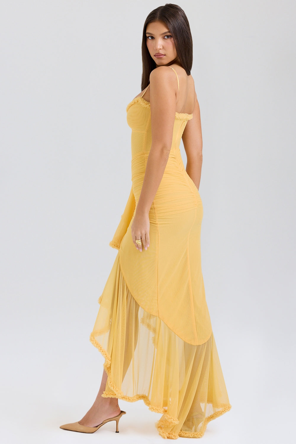 Kronberg & Söhne | Maxikleid aus Rüschen-Netzstoff