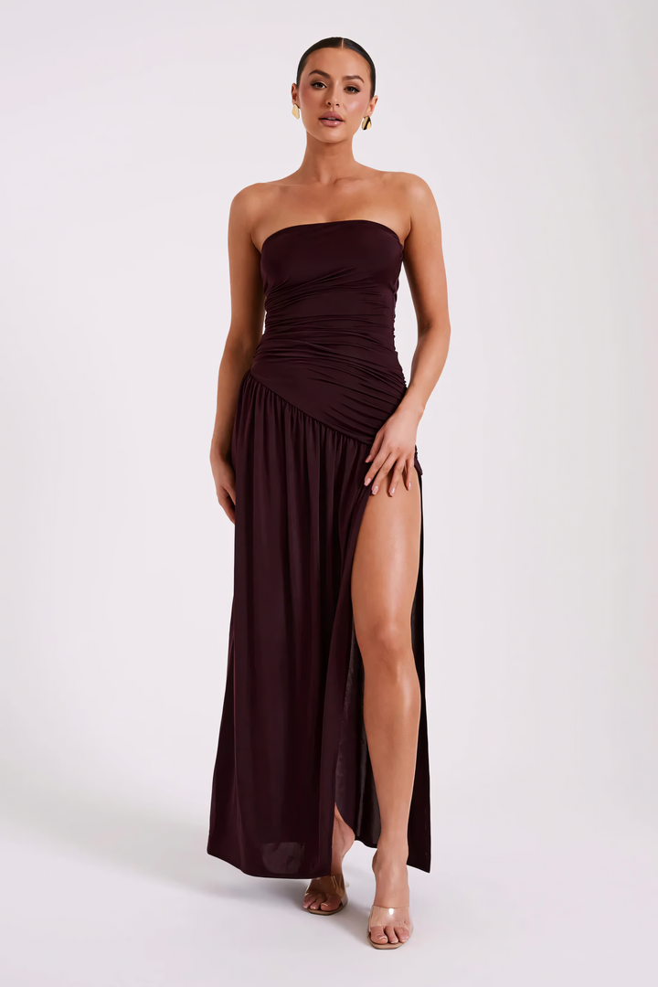 Kronberg & Söhne | Gerafftes Abendkleid in Bordeaux